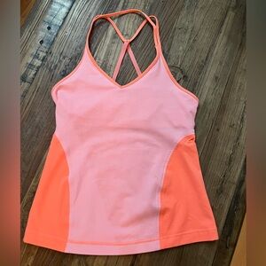 Lululemon 6 tank built in bra Coral pink/orange strap racer back